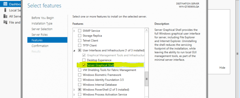 How to install GUI in Windows Server 10