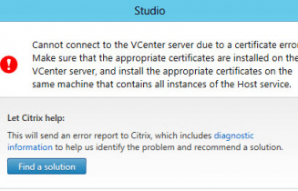 Cannot connect to the vCenter server due to a certificate error.