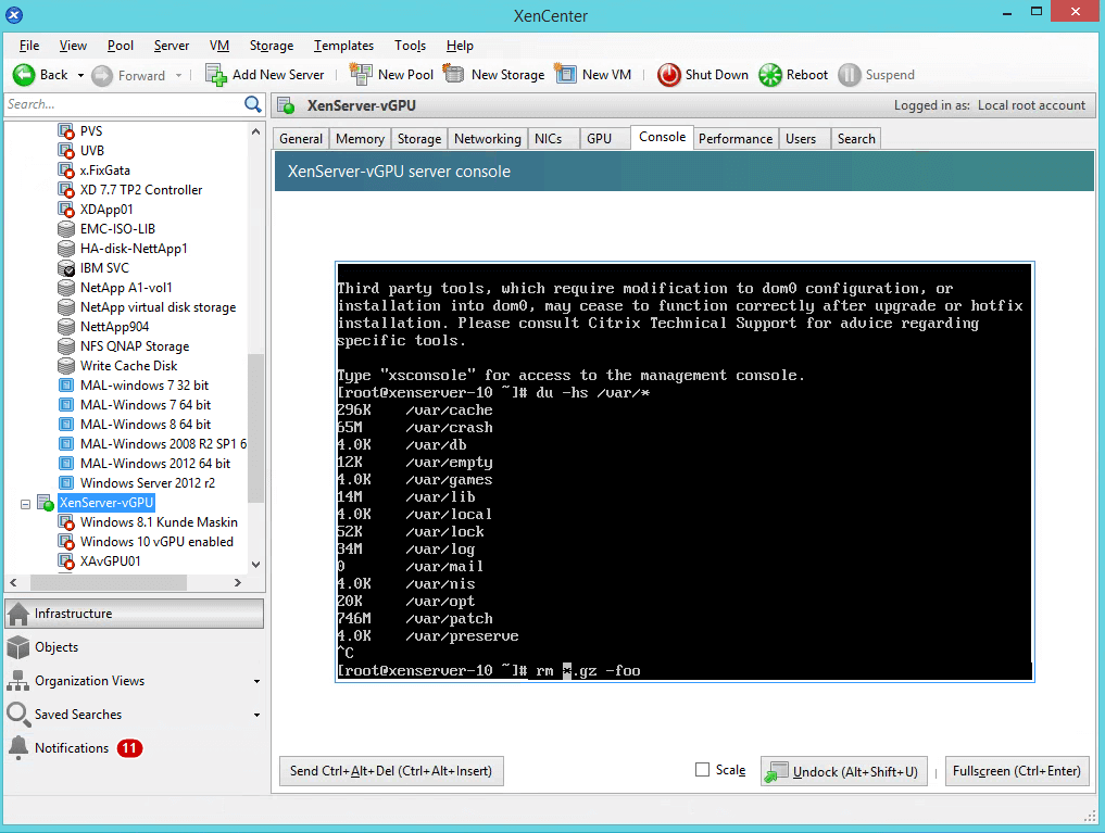 XenServer Delete Log Files